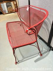 MaxSold Auction: Red Powder-Coated Steel Outdoor Patio Loveseat Bench - Warwick (Rhode Island, USA) SELLER MANAGED Reseller Online Auction - Warwick Avenue