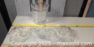 MaxSold Auction: Set of 3 Ruffled Glass Dishes with Cut-Glass Bucket - Warwick (Rhode Island, USA) SELLER MANAGED Reseller Online Auction - Warwick Avenue