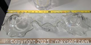 MaxSold Auction: Set of 3 Ruffled Glass Dishes with Cut-Glass Bucket - Warwick (Rhode Island, USA) SELLER MANAGED Reseller Online Auction - Warwick Avenue