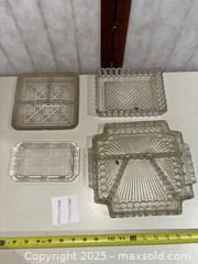 MaxSold Auction: Set of 4 Depression Glass Divided Relish/Serving Trays - Warwick (Rhode Island, USA) SELLER MANAGED Reseller Online Auction - Warwick Avenue