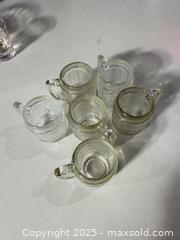 MaxSold Auction: Small Glass Ice Bucket with Assorted Printed Shot Glasses - Warwick (Rhode Island, USA) SELLER MANAGED Reseller Online Auction - Warwick Avenue