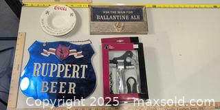 MaxSold Auction: Vintage Beer Advertising Signage & Barware Lot - Warwick (Rhode Island, USA) SELLER MANAGED Reseller Online Auction - Warwick Avenue