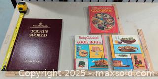 MaxSold Auction: Vintage Hardcover Betty Crocker Cookbooks & Rand McNally Atlas (4) - Warwick (Rhode Island, USA) SELLER MANAGED Reseller Online Auction - Warwick Avenue