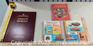 MaxSold Auction: Vintage Hardcover Betty Crocker Cookbooks & Rand McNally Atlas (4) - Warwick (Rhode Island, USA) SELLER MANAGED Reseller Online Auction - Warwick Avenue