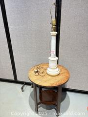 MaxSold Auction: Vintage Opaline Lamp and HT Cushman Side Table (Sold Together) - Warwick (Rhode Island, USA) SELLER MANAGED Reseller Online Auction - Warwick Avenue