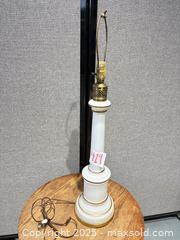 MaxSold Auction: Vintage Opaline Lamp and HT Cushman Side Table (Sold Together) - Warwick (Rhode Island, USA) SELLER MANAGED Reseller Online Auction - Warwick Avenue