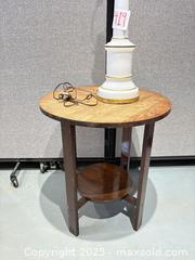 MaxSold Auction: Vintage Opaline Lamp and HT Cushman Side Table (Sold Together) - Warwick (Rhode Island, USA) SELLER MANAGED Reseller Online Auction - Warwick Avenue