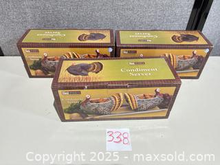 MaxSold Auction: Warren Kimble / Boston Warehouse Harvest Turkey Condiment Server — Lot of 3 - Warwick (Rhode Island, USA) SELLER MANAGED Reseller Online Auction - Warwick Avenue