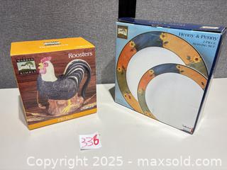MaxSold Auction: Warren Kimble by Sakura Rooster Pitcher & 2-Piece Serving Set - Warwick (Rhode Island, USA) SELLER MANAGED Reseller Online Auction - Warwick Avenue