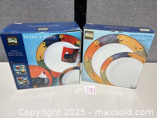 MaxSold Auction: Warren Kimble Henny & Penny 16pc Stoneware Dinnerware + 2pc Serving Set - Warwick (Rhode Island, USA) SELLER MANAGED Reseller Online Auction - Warwick Avenue