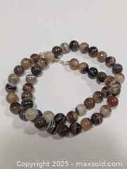 MaxSold Auction: Silver Banded Agate(175ct) Necklace,16" - Toronto (Ontario, Canada) PARTNER MANAGED Downsizing Online Auction - Queen Street East