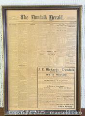 MaxSold Auction: Framed DUNDALK Herald - June 13, 1907 - Hamilton (Ontario, Canada) SELLER MANAGED Estate Sale Online Auction - Gertrude Street