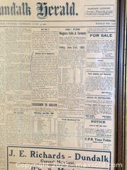 MaxSold Auction: Framed DUNDALK Herald - June 13, 1907 - Hamilton (Ontario, Canada) SELLER MANAGED Estate Sale Online Auction - Gertrude Street