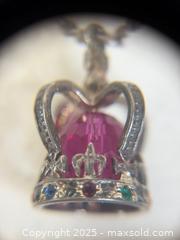 MaxSold Auction: Vintage Sterling Silver Glass Coronation Crown Pendant + Necklace - Hamilton (Ontario, Canada) SELLER MANAGED Estate Sale Online Auction - Gertrude Street