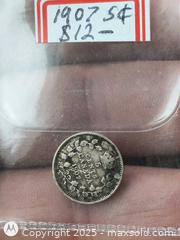 MaxSold Auction: 1907 Sterling silver toned 5 cent king edward - South Frontenac (Ontario, Canada) SELLER MANAGED Downsizing Online Auction - Battersea Road