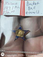 MaxSold Auction: 1931 Basketball Award Pin Star enamed Gold/Silver or filled  - South Frontenac (Ontario, Canada) SELLER MANAGED Downsizing Online Auction - Battersea Road