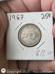 MaxSold Auction: 1967 Silver Bobcat 25 cent in holder - South Frontenac (Ontario, Canada) SELLER MANAGED Downsizing Online Auction - Battersea Road