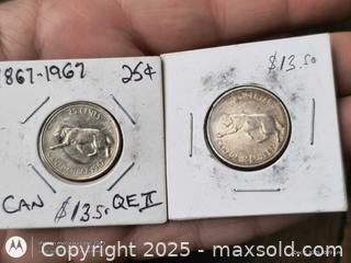 MaxSold Auction: Mint Pair of 1967 Centennial 25 cent quarters - South Frontenac (Ontario, Canada) SELLER MANAGED Downsizing Online Auction - Battersea Road