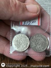 MaxSold Auction: pair of old king georger 5 cents 1936 and 28 - South Frontenac (Ontario, Canada) SELLER MANAGED Downsizing Online Auction - Battersea Road