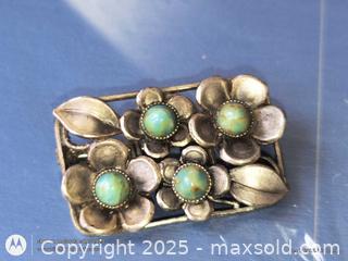 MaxSold Auction: Tourquise Gemston Brooch in silver plated - South Frontenac (Ontario, Canada) SELLER MANAGED Downsizing Online Auction - Battersea Road