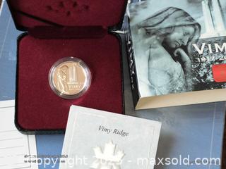 MaxSold Auction: Vimy Ridge .925 Sterling silver 5 cent UNC in holder with box - South Frontenac (Ontario, Canada) SELLER MANAGED Downsizing Online Auction - Battersea Road