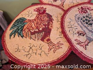MaxSold Auction: 1930s SET OF 3 HAND HOOKED ROOSTER CHAIR PADS - Loyalist (Ontario, Canada) SELLER MANAGED Downsizing Online Auction - Main Street
