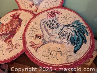 MaxSold Auction: 1930s SET OF 3 HAND HOOKED ROOSTER CHAIR PADS - Loyalist (Ontario, Canada) SELLER MANAGED Downsizing Online Auction - Main Street