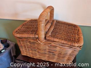 MaxSold Auction: ENGLISH WICKER /RATTAN PICNIC BASKET - Loyalist (Ontario, Canada) SELLER MANAGED Downsizing Online Auction - Main Street
