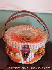 MaxSold Auction: VINTAGE 1950s ROUND DECORATED BASKET - Loyalist (Ontario, Canada) SELLER MANAGED Downsizing Online Auction - Main Street