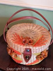 MaxSold Auction: VINTAGE 1950s ROUND DECORATED BASKET - Loyalist (Ontario, Canada) SELLER MANAGED Downsizing Online Auction - Main Street