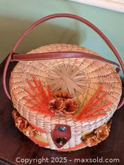 MaxSold Auction: VINTAGE 1950s ROUND DECORATED BASKET - Loyalist (Ontario, Canada) SELLER MANAGED Downsizing Online Auction - Main Street