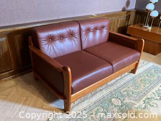 MaxSold Auction: Teak and Leather Love Seat - Toronto (Ontario, Canada) Downsizing Online Auction - Eden Valley Drive