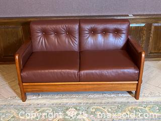 MaxSold Auction: Teak and Leather Love Seat - Toronto (Ontario, Canada) Downsizing Online Auction - Eden Valley Drive