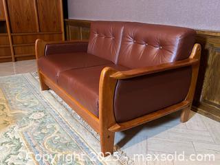 MaxSold Auction: Teak and Leather Love Seat - Toronto (Ontario, Canada) Downsizing Online Auction - Eden Valley Drive