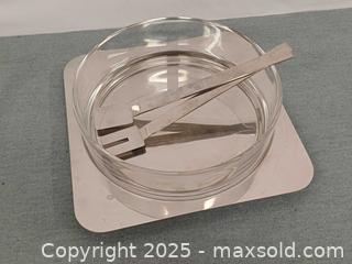 MaxSold Auction: ICM Italy Inox 18-10 Stainless Steel &#38; Glass Salad Serving Set - Toronto (Ontario, Canada) PARTNER MANAGED Reseller Online Auction - Queen Street West