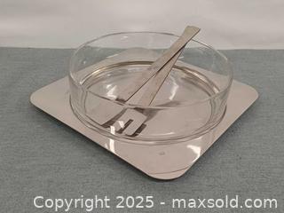 MaxSold Auction: ICM Italy Inox 18-10 Stainless Steel &#38; Glass Salad Serving Set - Toronto (Ontario, Canada) PARTNER MANAGED Reseller Online Auction - Queen Street West