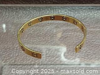 MaxSold Auction: Tory Burch Gold Tone Logo Cuff Bracelet  - Toronto (Ontario, Canada) PARTNER MANAGED Reseller Online Auction - Queen Street West
