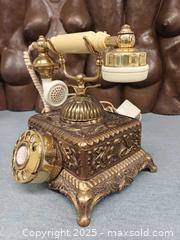 MaxSold Auction: Vintage Baroque Monarch Brass Metal Filigree Rotary Telephone  - Toronto (Ontario, Canada) PARTNER MANAGED Reseller Online Auction - Queen Street West