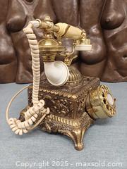 MaxSold Auction: Vintage Baroque Monarch Brass Metal Filigree Rotary Telephone  - Toronto (Ontario, Canada) PARTNER MANAGED Reseller Online Auction - Queen Street West