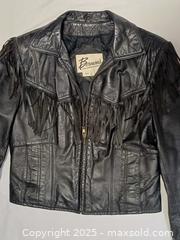 MaxSold Auction: Vintage Berman&#39;s Women&#39;s fringe Leather Motorcycle Biker Jacket Size 10 - Toronto (Ontario, Canada) PARTNER MANAGED Reseller Online Auction - Queen Street West