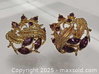 MaxSold Auction: Vintage Coro Gold Tone & Amethyst Rhinestone Earrings  - Toronto (Ontario, Canada) PARTNER MANAGED Reseller Online Auction - Queen Street West
