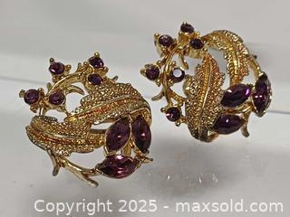 MaxSold Auction: Vintage Coro Gold Tone & Amethyst Rhinestone Earrings  - Toronto (Ontario, Canada) PARTNER MANAGED Reseller Online Auction - Queen Street West