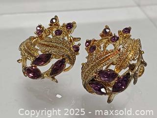 MaxSold Auction: Vintage Coro Gold Tone & Amethyst Rhinestone Earrings  - Toronto (Ontario, Canada) PARTNER MANAGED Reseller Online Auction - Queen Street West