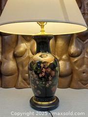 MaxSold Auction: Vintage Flowers on Black Porcelain Table Lamp - Toronto (Ontario, Canada) PARTNER MANAGED Reseller Online Auction - Queen Street West