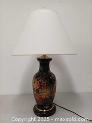 MaxSold Auction: Vintage Flowers on Black Porcelain Table Lamp - Toronto (Ontario, Canada) PARTNER MANAGED Reseller Online Auction - Queen Street West