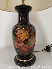 MaxSold Auction: Vintage Flowers on Black Porcelain Table Lamp - Toronto (Ontario, Canada) PARTNER MANAGED Reseller Online Auction - Queen Street West