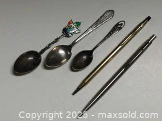 MaxSold Auction: Vintage Sterling Silver Collectible Spoons &#38; Cross and Parker Pens Lor - Toronto (Ontario, Canada) PARTNER MANAGED Reseller Online Auction - Queen Street West