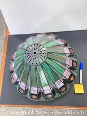 MaxSold Auction: 18 in Tiffany-style Stained Glass Lamp Shade — Geometric Floral Design - Ashland (Massachusetts, USA) PARTNER MANAGED Downsizing Online Auction - Old Connecticut Path