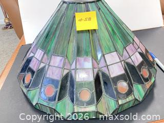 MaxSold Auction: 18 in Tiffany-style Stained Glass Lamp Shade — Geometric Floral Design - Ashland (Massachusetts, USA) PARTNER MANAGED Downsizing Online Auction - Old Connecticut Path
