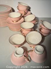MaxSold Auction: Blush Pink & Gold Gilt Porcelain Dinnerware Set, 70–80 pcs - Ashland (Massachusetts, USA) PARTNER MANAGED Downsizing Online Auction - Old Connecticut Path